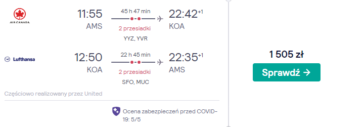 zarezerwuj loty na hawaje