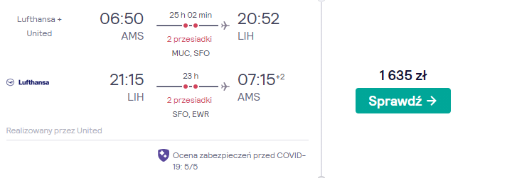 zarezerwuj loty na hawaje