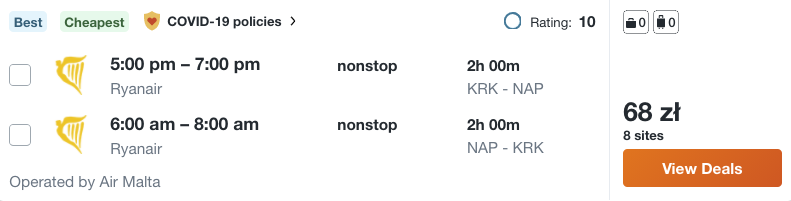 zarezerwuj loty do neapolu