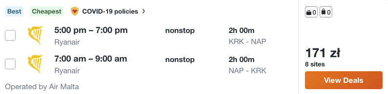 zarezerwuj loty do neapolu