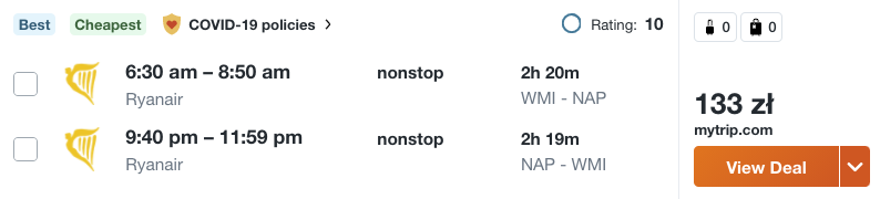 zarezerwuj loty do neapolu