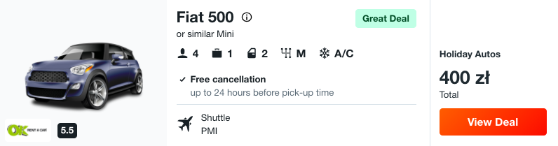 zarezerwuj auto na majorce