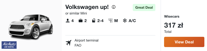 zarezerwuj auto w algarve