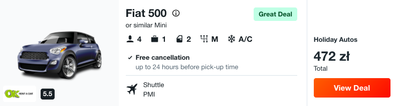zarezerwuj auto na majorce