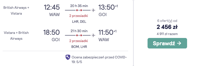 zarezerwuj loty do goa