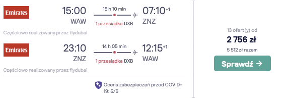 zarezerwuj loty na zanzibar
