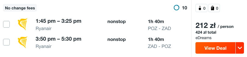 zarezerwuj loty do zadaru