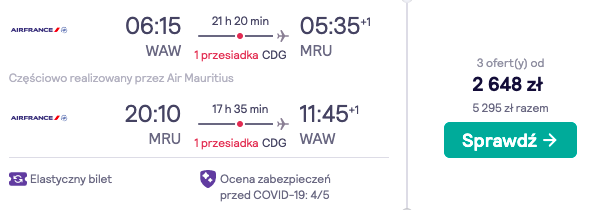 zarezerwuj loty na mauritius