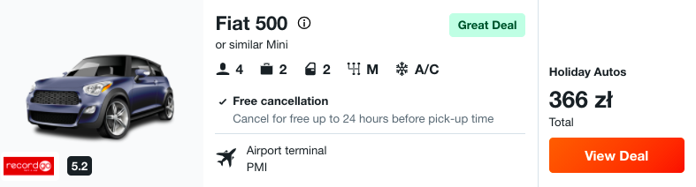 zarezerwuj auto na majorce