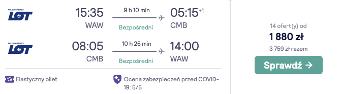 zarezerwuj loty do sri lanki