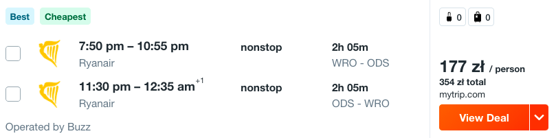 zarezerwuj loty do odessy