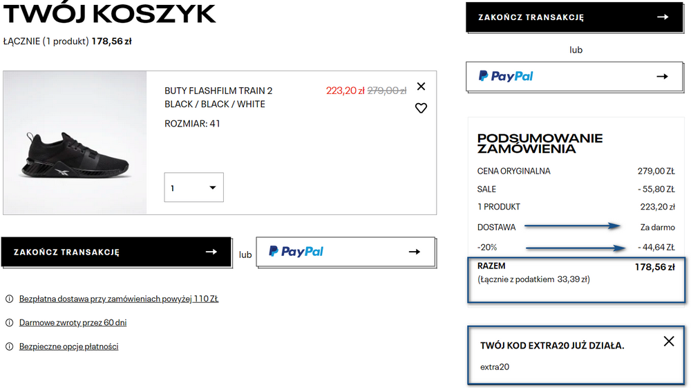 buty reebok promocja