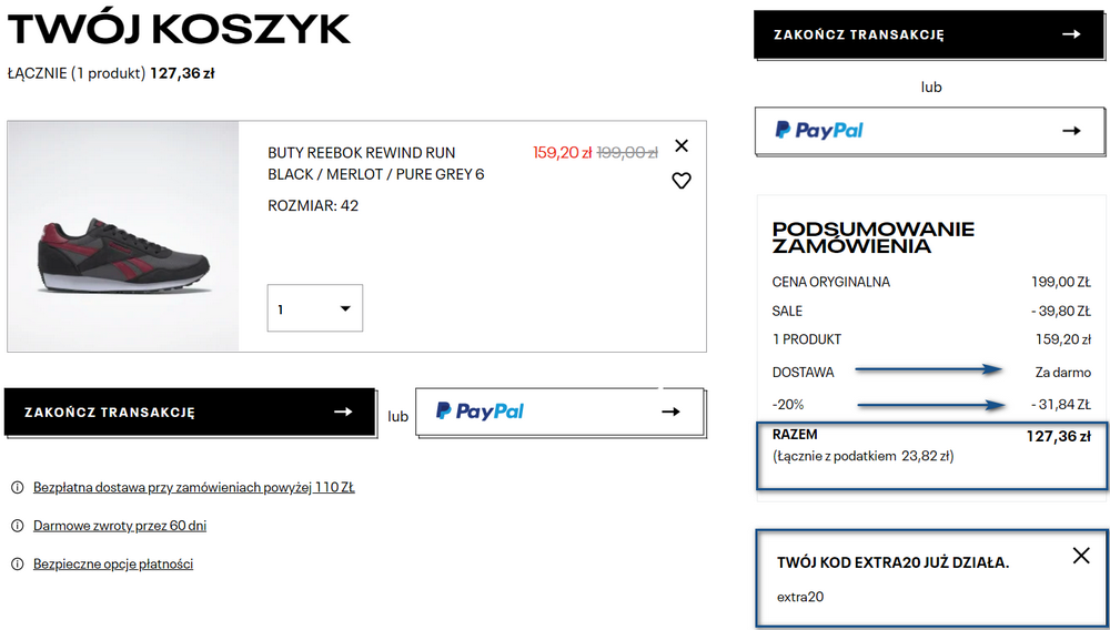 buty reebok promocja