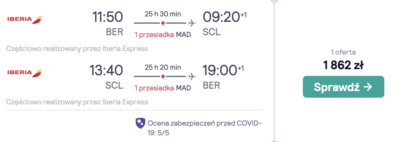 zarezerwuj loty do chile