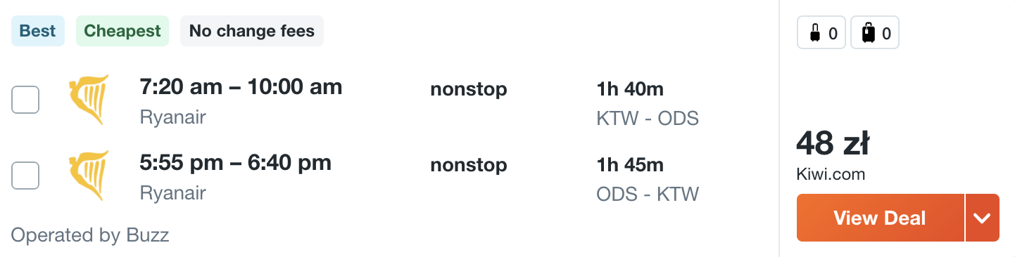 zarezerwuj loty do odessy