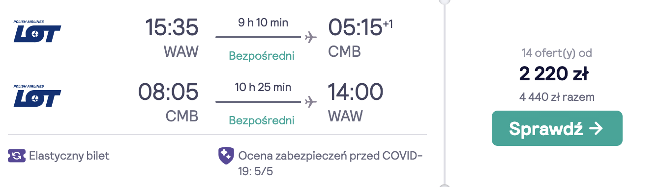 zarezerwuj loty do sri lanki