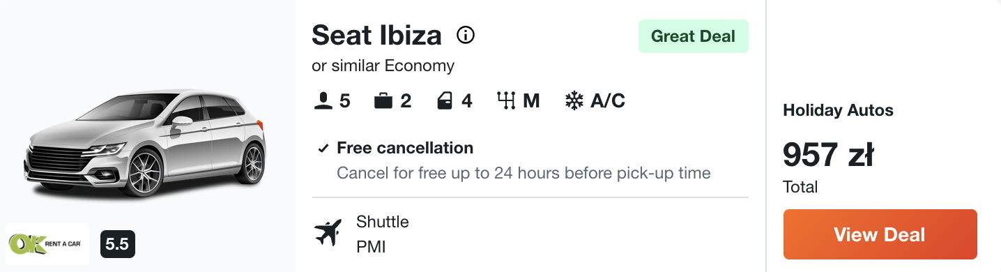 zarezerwuj auto na majorce