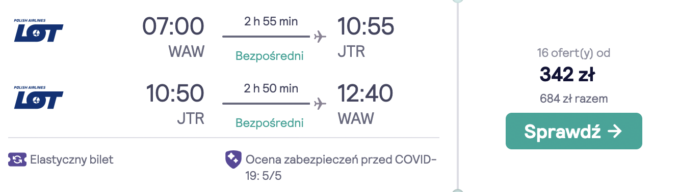 zarezerwuj loty na santoryn