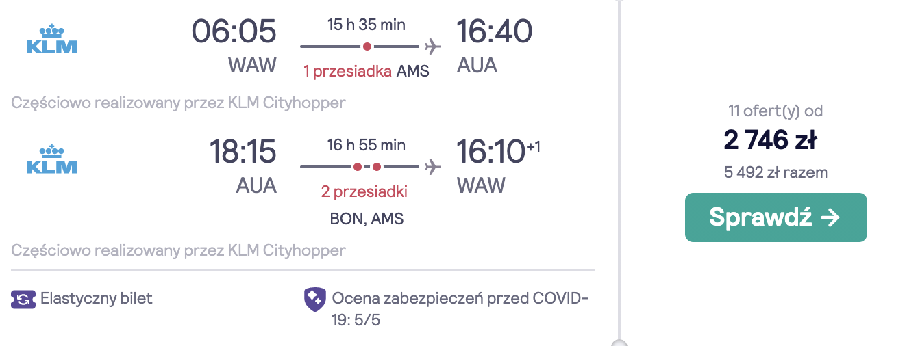 zarezerwuj loty na arube