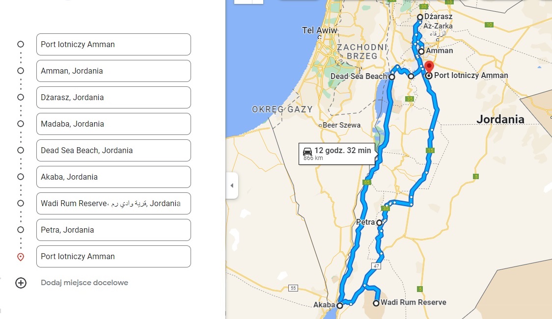 objazd po jordanii