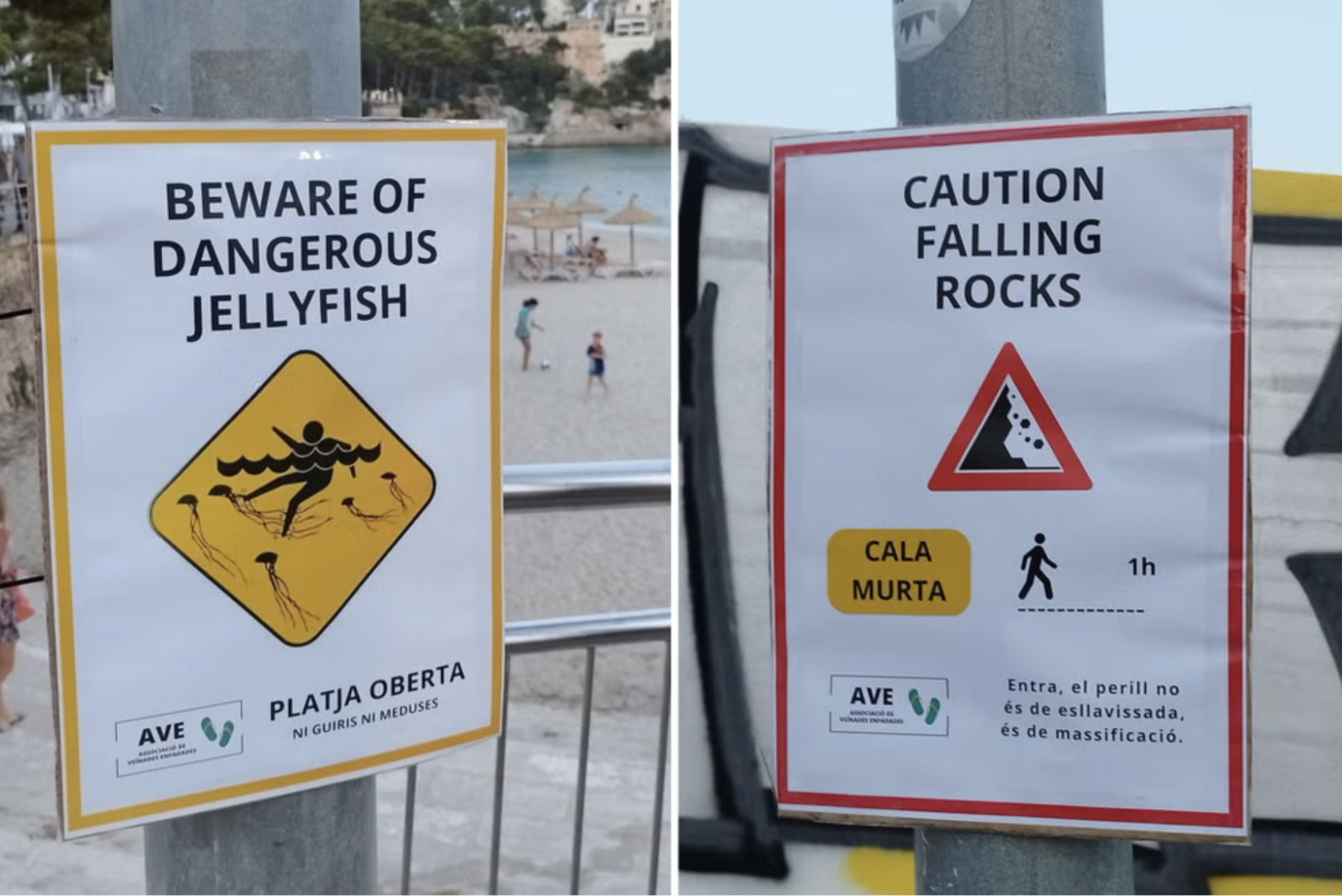 Miejscowi ustawili na plażach fałszywe tablice ostrzegawcze, by odstraszyć turystów!