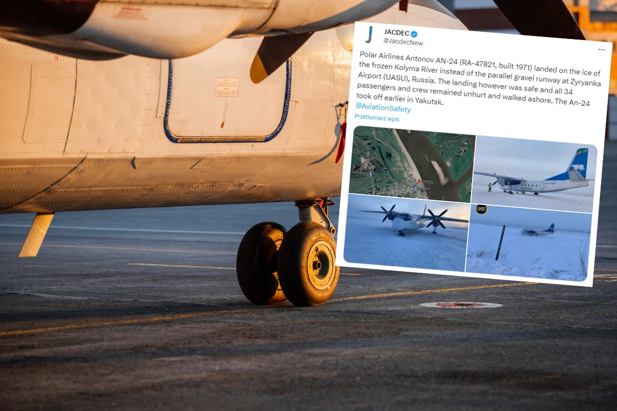 Pilot rosyjskiego samolotu nie trafił w pas startowy. Przez pomyłkę wylądował na zamarzniętej rzece
