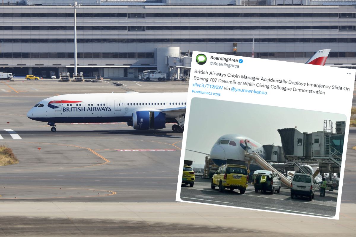 Chciał pokazać, jak awaryjnie otworzyć drzwi w samolocie. Przypadkowo uruchomił zjeżdżalnię!
