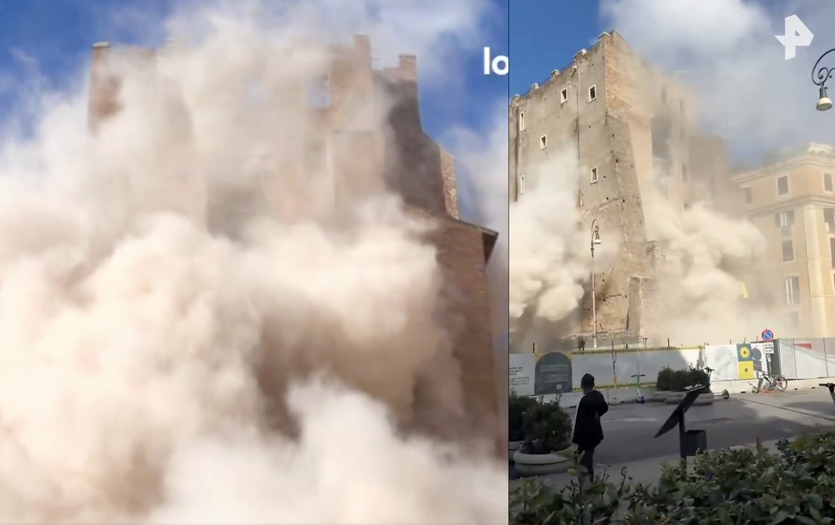 Zawaliła się część średniowiecznej wieży tuż przy Forum Romanum. 4 osoby uratowane spod gruzów, trwa akcja ratunkowa