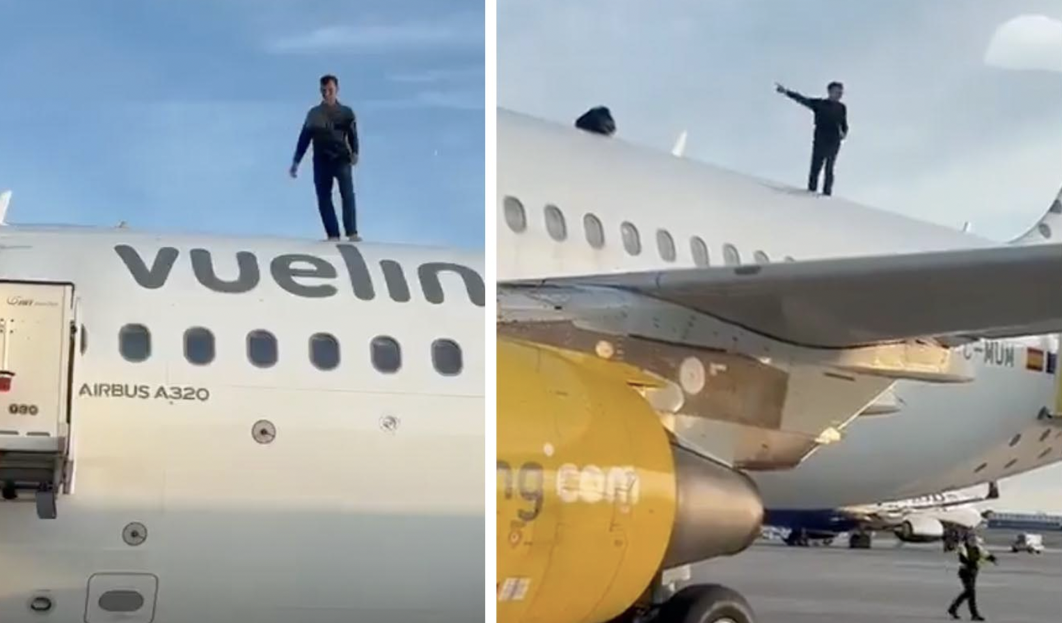24-latek wspiął się na dach Airbusa A320 na lotnisku w Walencji! Krzyczał, biegał i opóźnił wylot o 3 godziny [WIDEO]